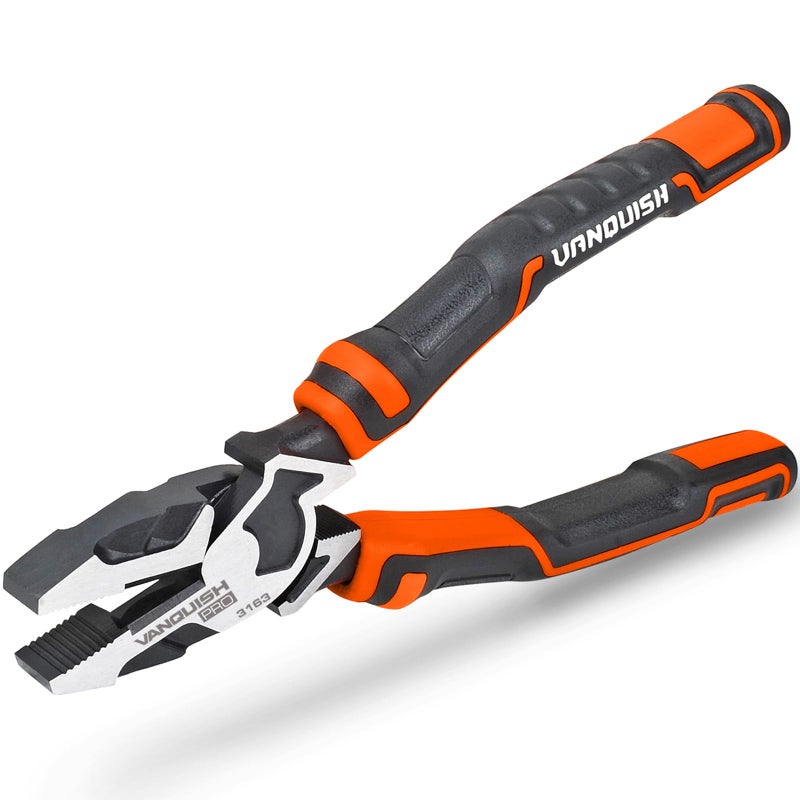 Vanquish 8 Inch Linemans Pliers High-Leverage Linesman Pliers with Side Cutting Design (3163) - Image 1